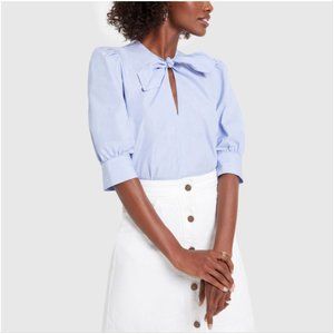 Goop G.Label Peri Tie-Neck Short-Sleeve Shirt NWOT